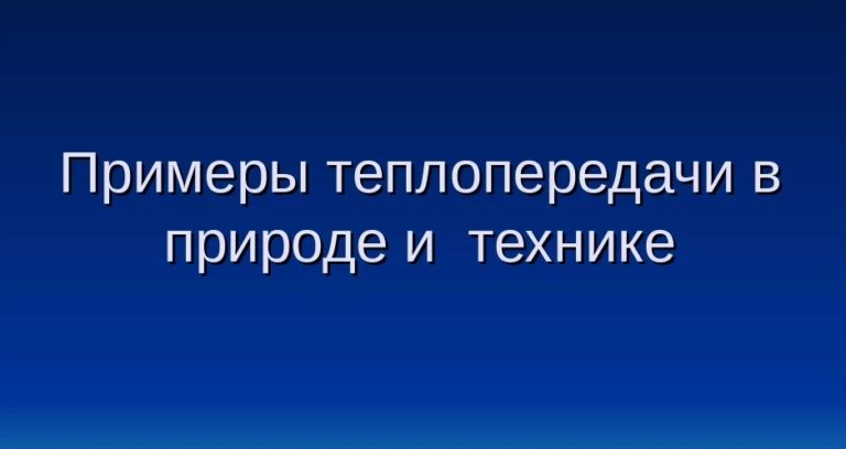 Примеры теплопередачи в природе и технике