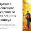 Правила безопасного поведения во время осенних каникул