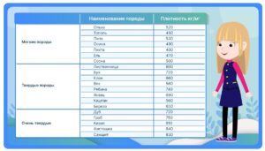 Плотность разных пород древесины