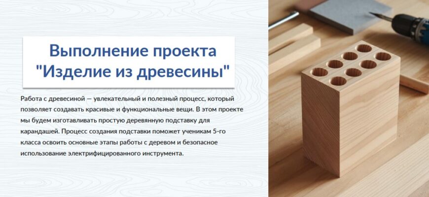 Выполнение проекта «Изделие из древесины»: выполнение технологических операций с использованием электрифицированного инструмента. Технология, 5 класс.