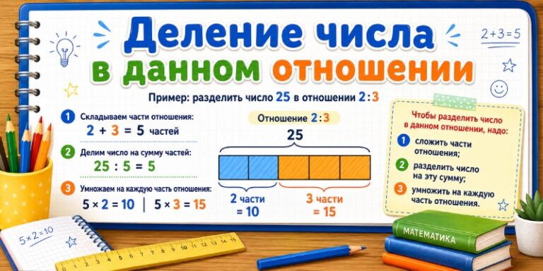 Деление числа в данном отношении