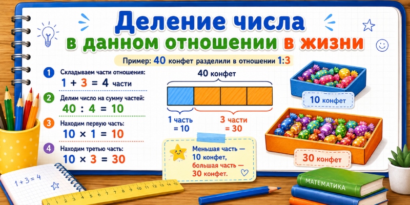 Деление числа в данном отношении в жизни