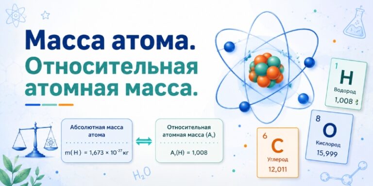 Масса атома. Относительная атомная масса.