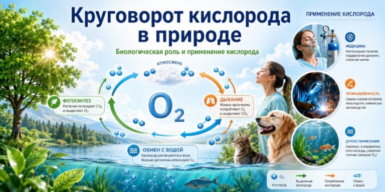 Круговорот кислорода в природе. Биологическая роль и применение кислорода.