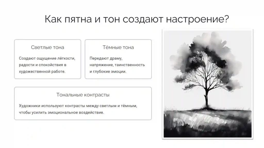 Пятно как средство выражения. Тон и тональные отношения.