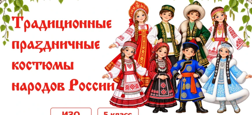 Традиционные праздничные костюмы народов России — ИЗО 5 класс